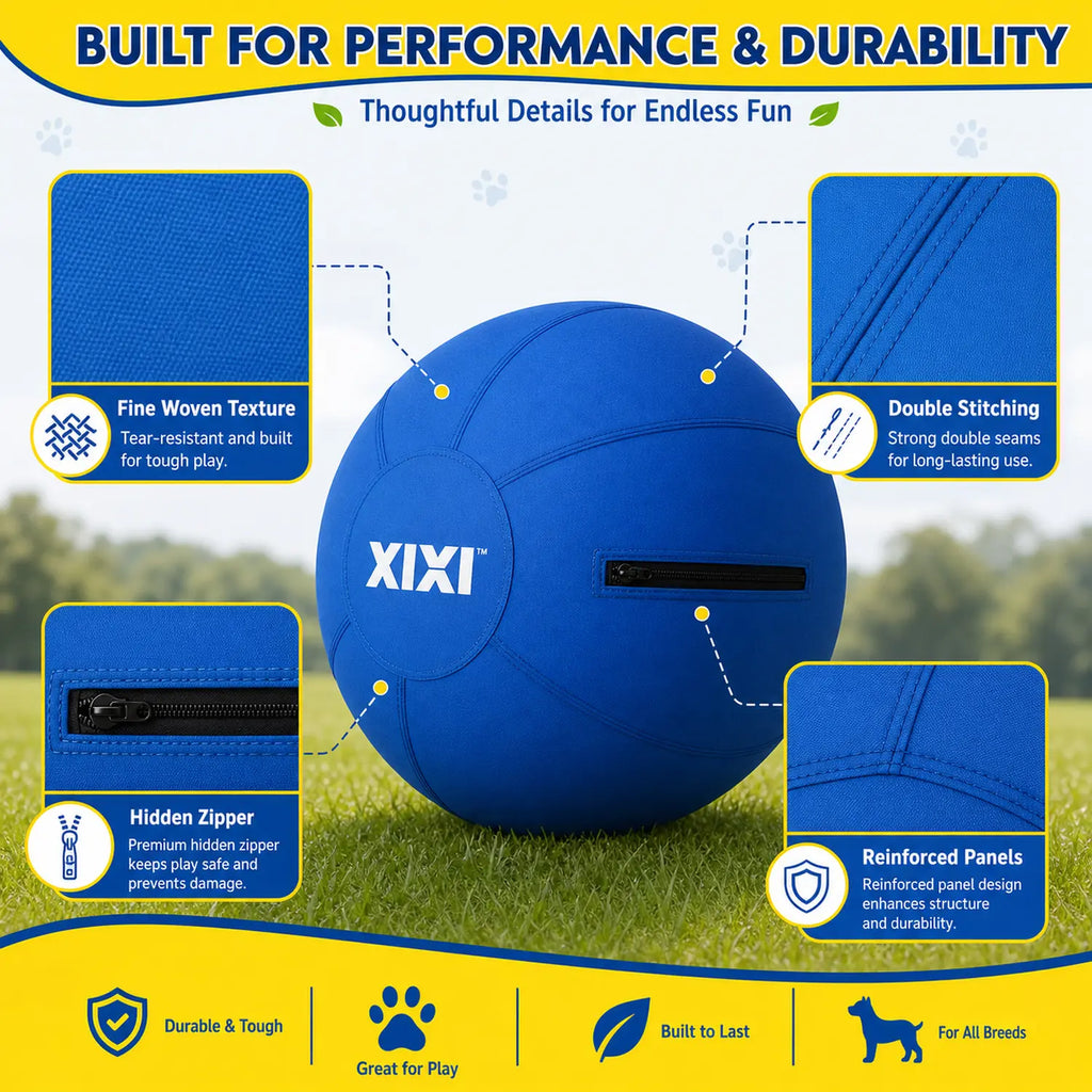 Xixipup Interactive Outdoor Herding Ball for High-Energy Dogs, Heavy-Duty Oxford Cover Inflatable Exercise & Training Toy, 18/22/25 in Campingessentials