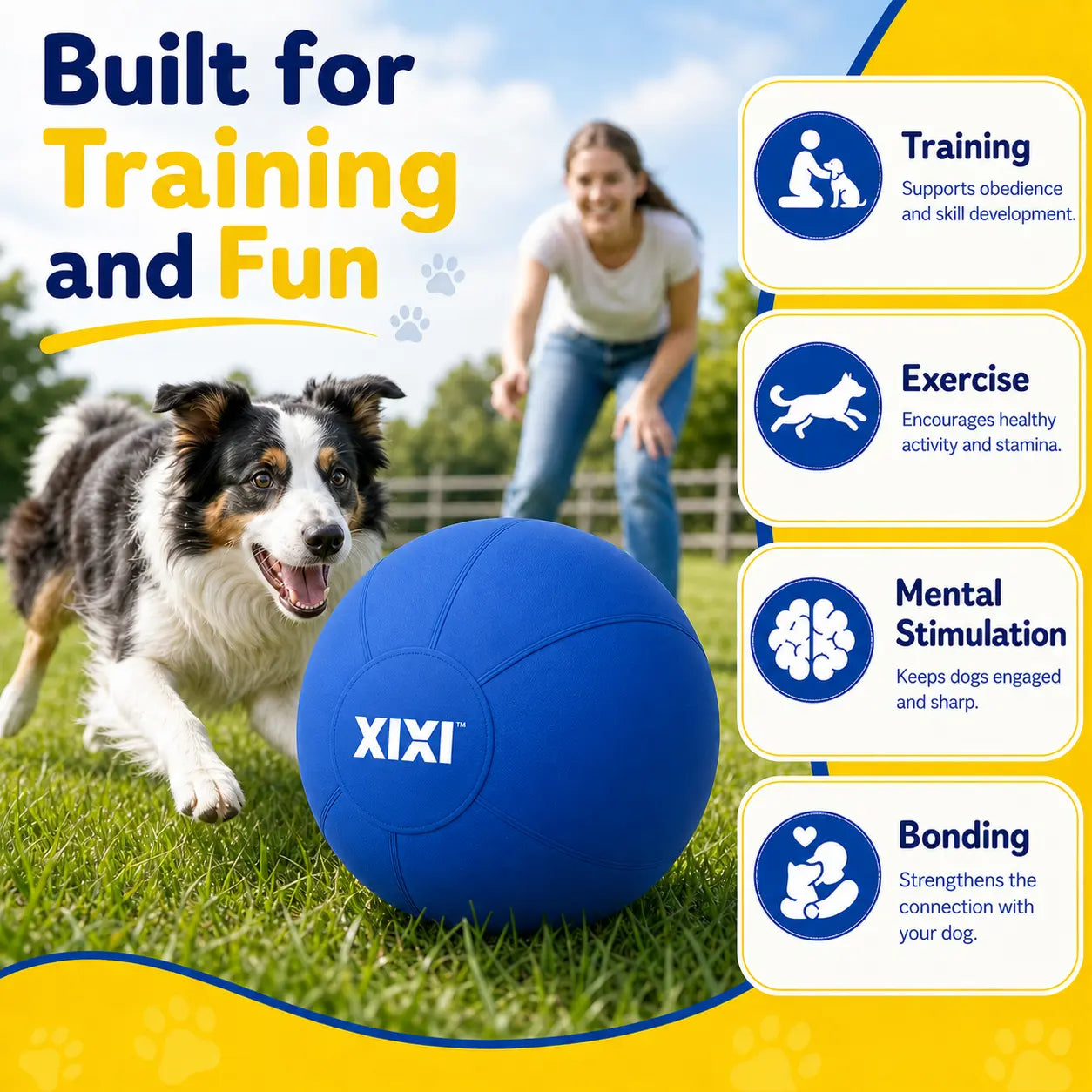 Xixipup Interactive Outdoor Herding Ball for High-Energy Dogs, Heavy-Duty Oxford Cover Inflatable Exercise & Training Toy, 18/22/25 in Campingessentials