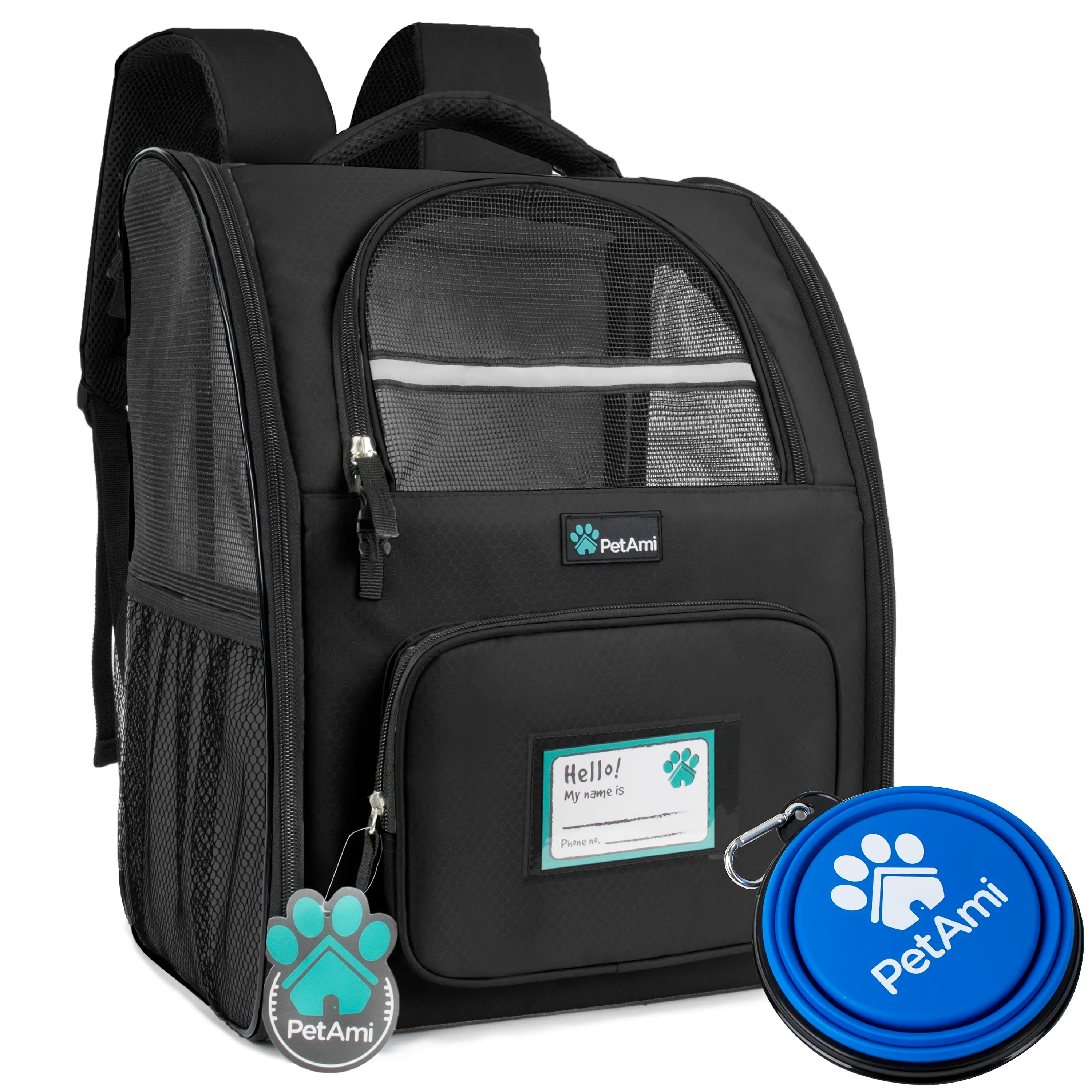 Petami Dog Backpack Carrier for Small Large Cat, Pet, Puppy, Ventilated Pet Hiking Backpack Travel Bag, Airline Approved Cat Backpack Carrier, Camping Biking Dog Bag up to 18Lbs Pet