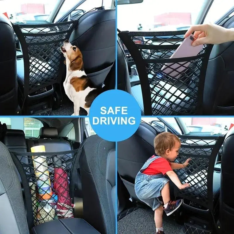 Pet Car Seat Rear Isolation Mesh Net, Safety Divider, Dog & Cat Accessories for Travel Use