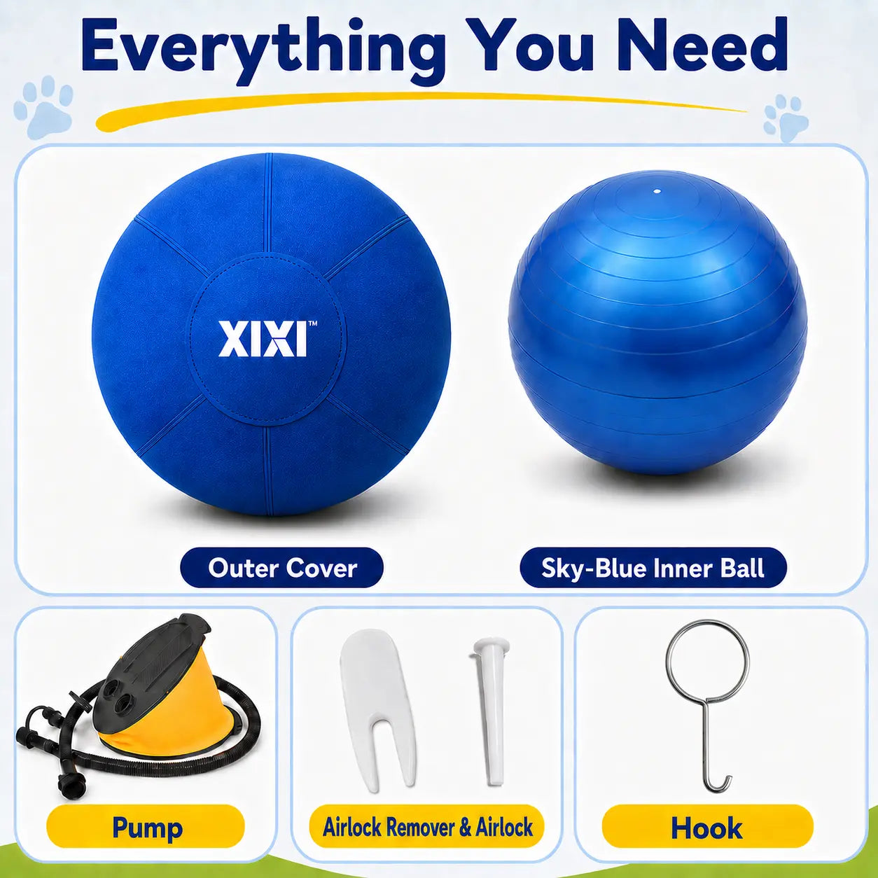 Xixipup Interactive Outdoor Herding Ball for High-Energy Dogs, Heavy-Duty Oxford Cover Inflatable Exercise & Training Toy, 18/22/25 in Campingessentials