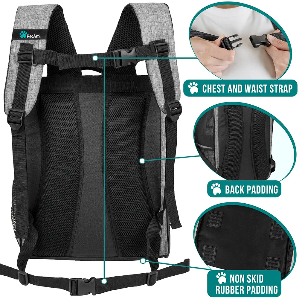 Petami Dog Backpack Carrier for Small Large Cat, Pet, Puppy, Ventilated Pet Hiking Backpack Travel Bag, Airline Approved Cat Backpack Carrier, Camping Biking Dog Bag up to 18Lbs Pet