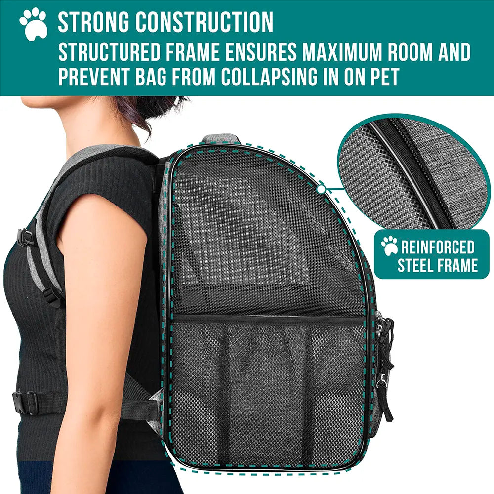 Petami Dog Backpack Carrier for Small Large Cat, Pet, Puppy, Ventilated Pet Hiking Backpack Travel Bag, Airline Approved Cat Backpack Carrier, Camping Biking Dog Bag up to 18Lbs Pet