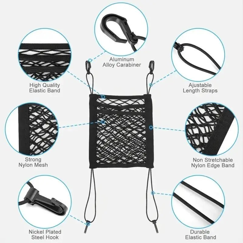 Pet Car Seat Rear Isolation Mesh Net, Safety Divider, Dog & Cat Accessories for Travel Use