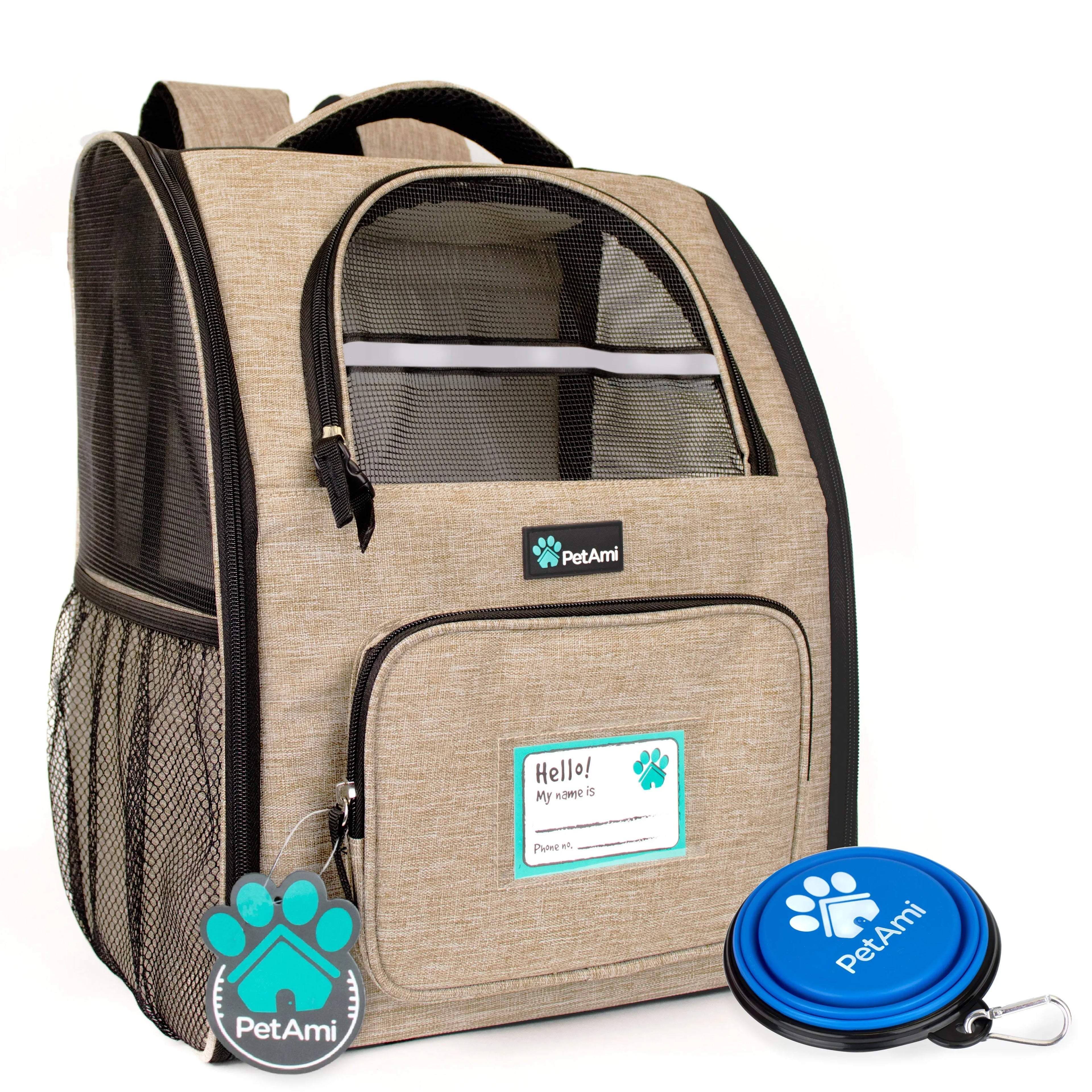 Petami Dog Backpack Carrier for Small Large Cat, Pet, Puppy, Ventilated Pet Hiking Backpack Travel Bag, Airline Approved Cat Backpack Carrier, Camping Biking Dog Bag up to 18Lbs Pet