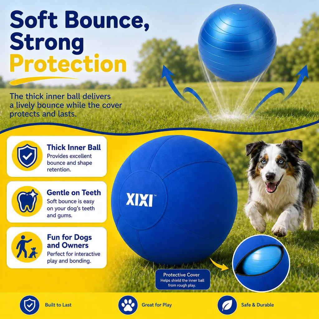 Xixipup Interactive Outdoor Herding Ball for High-Energy Dogs, Heavy-Duty Oxford Cover Inflatable Exercise & Training Toy, 18/22/25 in Campingessentials