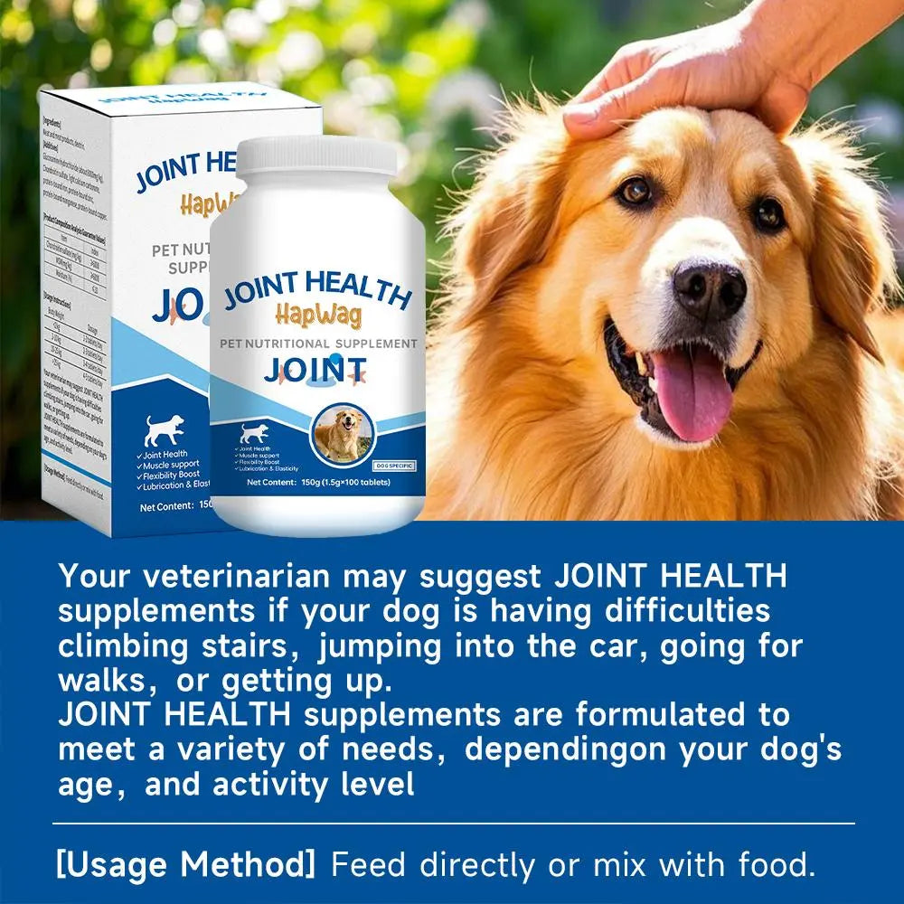 HAPWAG Dog Joint & Calcium Chews | Chicken Flavor Glucosamine Supplement for Hip & Bone Mobility, 100 Count