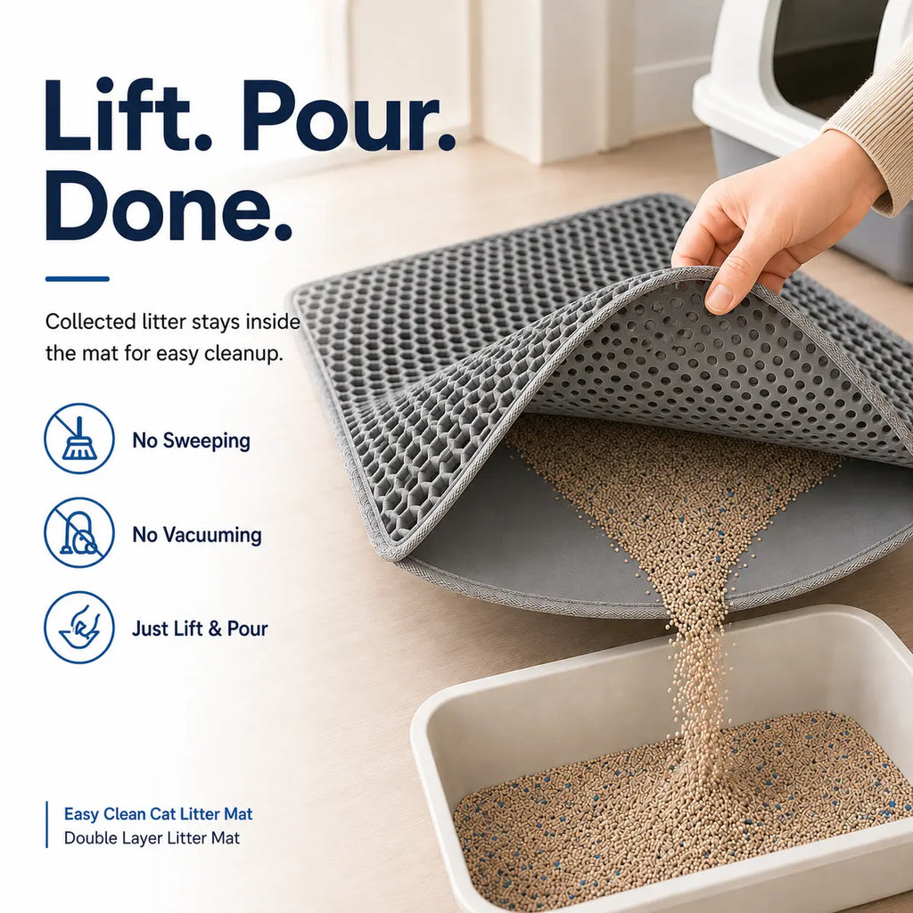 Cat Litter Mat, 30X22 Inches Large Double Layer Honeycomb Cat Litter Trapping Mat, Non Slip Waterproof Urine Proof Cat Litter Box Mat for Floor, Kitty Litter Rug, Cat Supplies, Pink