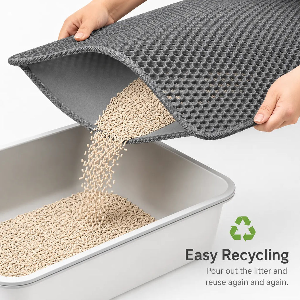 Cat Litter Mat, 30X22 Inches Large Double Layer Honeycomb Cat Litter Trapping Mat, Non Slip Waterproof Urine Proof Cat Litter Box Mat for Floor, Kitty Litter Rug, Cat Supplies, Pink