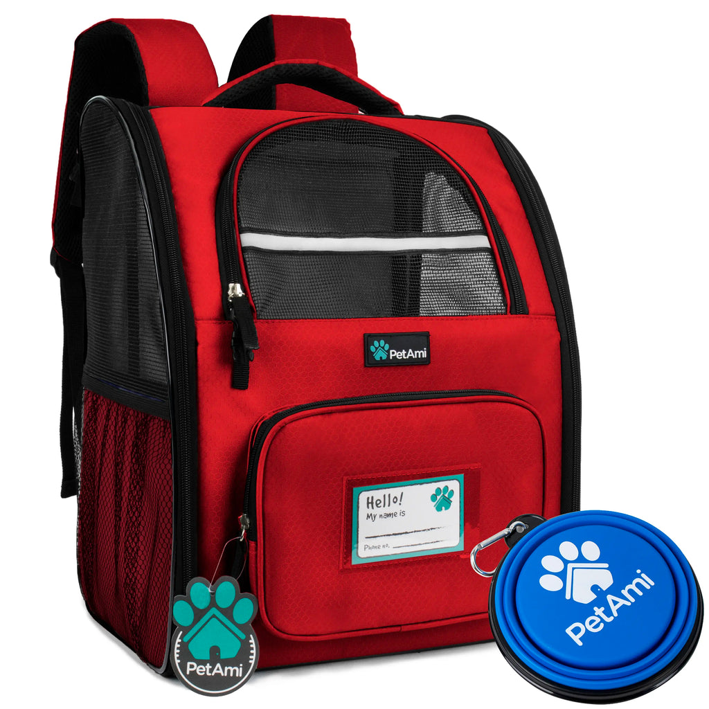 Petami Dog Backpack Carrier for Small Large Cat, Pet, Puppy, Ventilated Pet Hiking Backpack Travel Bag, Airline Approved Cat Backpack Carrier, Camping Biking Dog Bag up to 18Lbs Pet