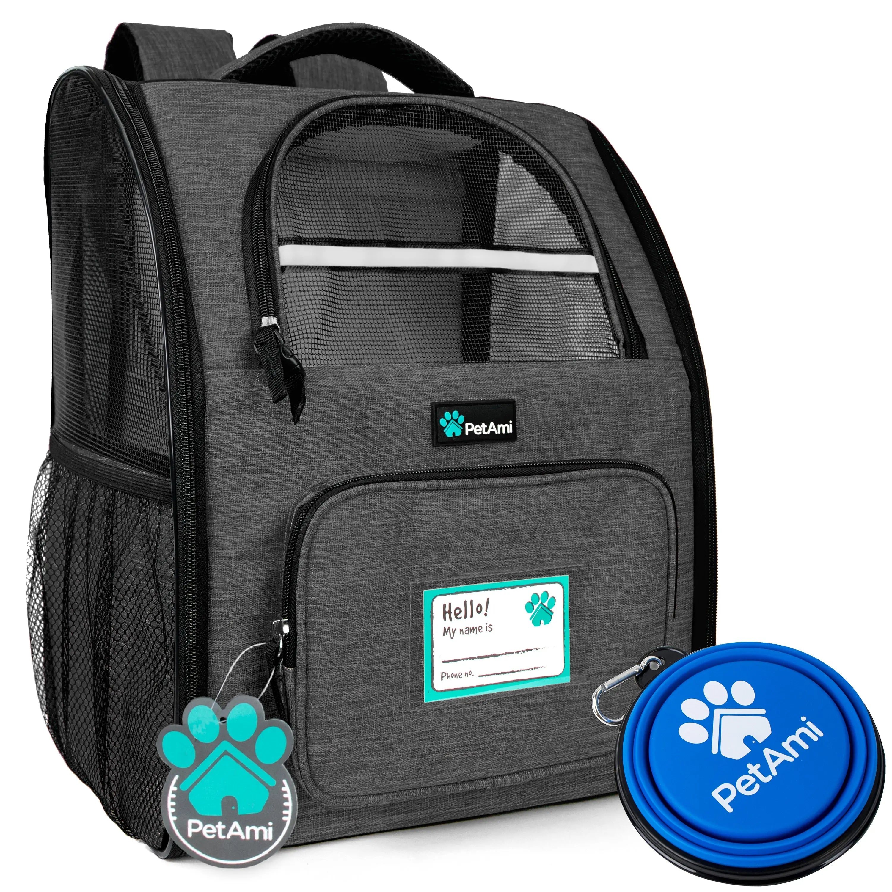Petami Dog Backpack Carrier for Small Large Cat, Pet, Puppy, Ventilated Pet Hiking Backpack Travel Bag, Airline Approved Cat Backpack Carrier, Camping Biking Dog Bag up to 18Lbs Pet