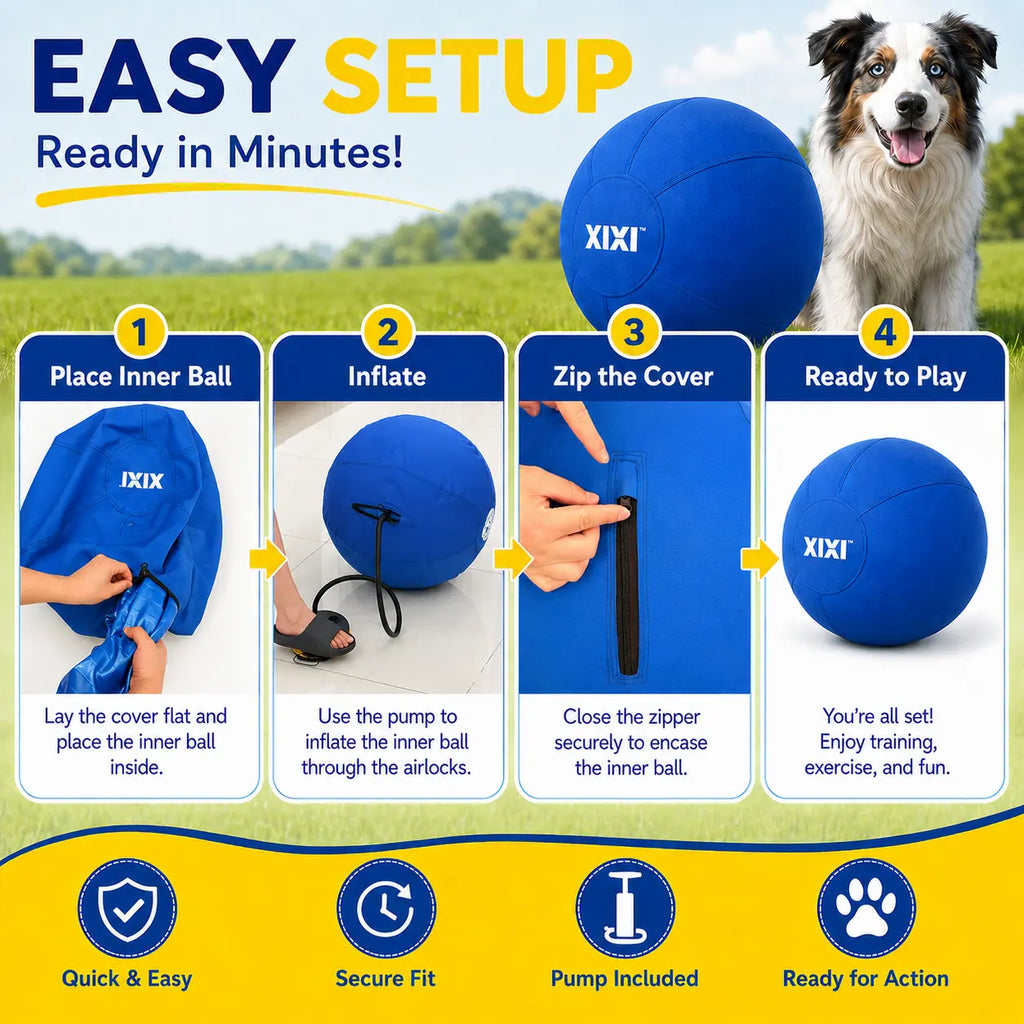 Xixipup Interactive Outdoor Herding Ball for High-Energy Dogs, Heavy-Duty Oxford Cover Inflatable Exercise & Training Toy, 18/22/25 in Campingessentials